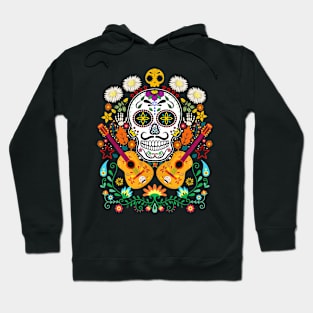 Flower Guitar Skull Day of the Dead Hoodie